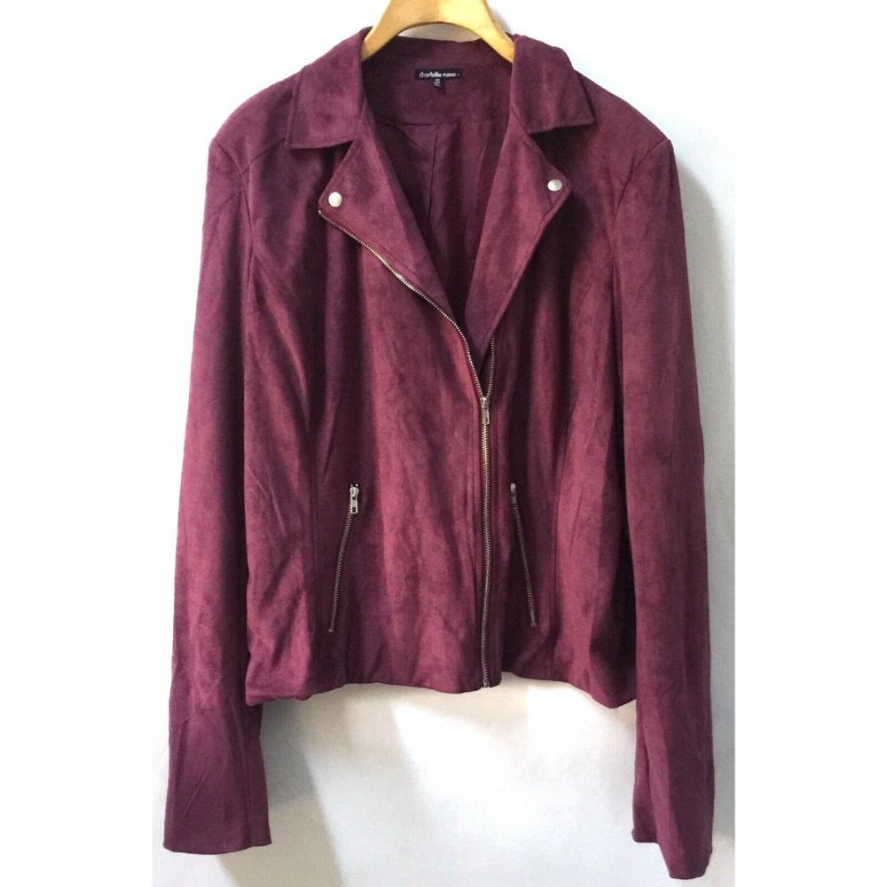 NWT CHARLOTTE RUSSE FAUX SUEDE MOTO JACKET 3XL